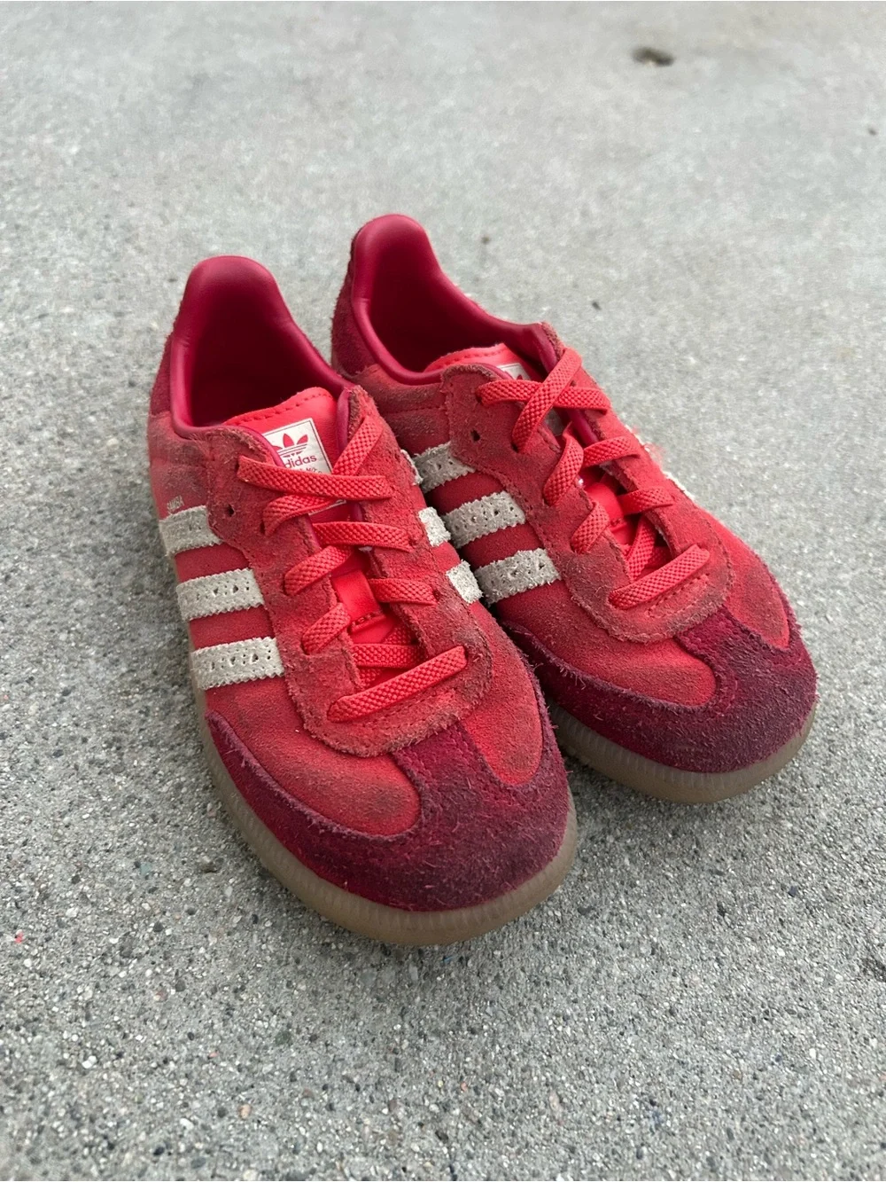 Adidas SAMBA Kids Red Suede Gazelle Sneakers size 10C